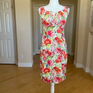Adrianna Papell Multicolor Floral Midi Dress